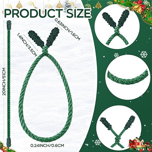 Miniatura 122 de Guirnalda de Navidad de 20 pulgadas, lazos decorativos de Navidad para barandilla, lazos giratorios reutilizables y flexibles para Navidad