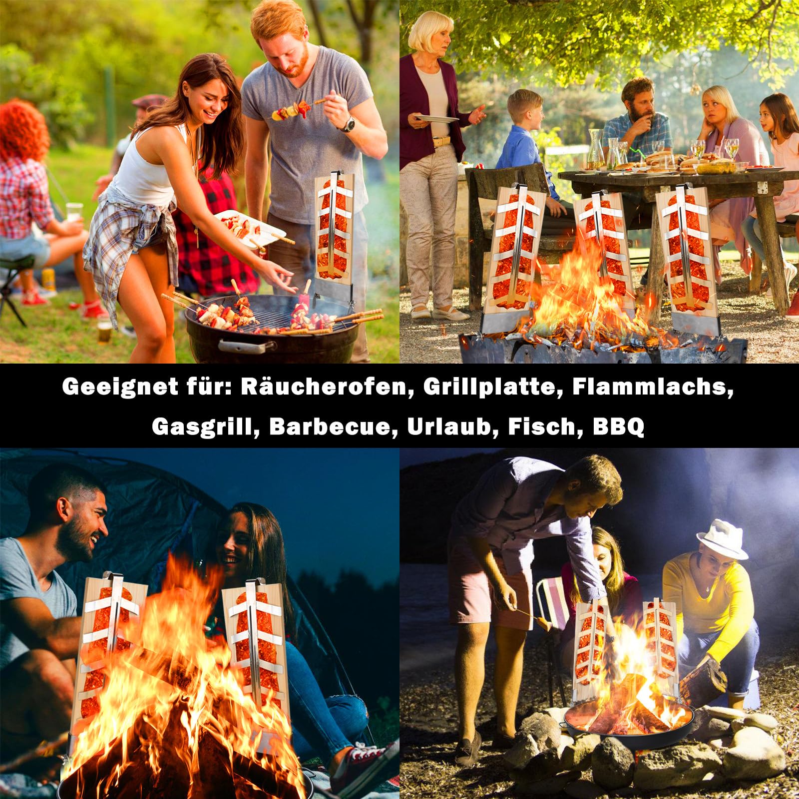 Deska do wędzenia łososia, zestaw 2 sztuk, z drewna cedrowego, regulowane uchwyty ze stali nierdzewnej, do wędzonego łososia i grilla, idealna do przydymionych aromatów na grillu na świeżym