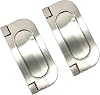 XMHF Recessed Type Furniture Wardrobe Drawer Pull Handle Silver Flat Cabinet Flush Ring Pull 2pcs