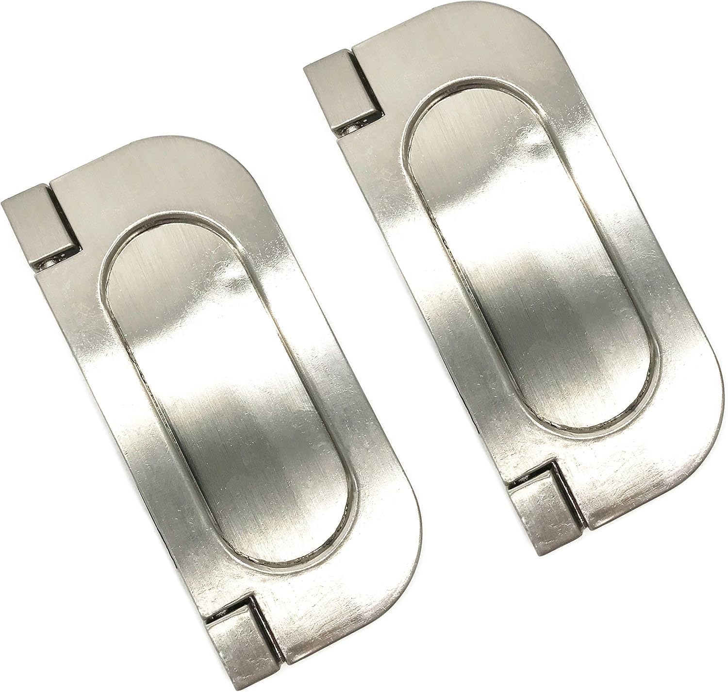 XMHF Recessed Type Furniture Wardrobe Drawer Pull Handle Silver Flat Cabinet Flush Ring Pull 3pcs