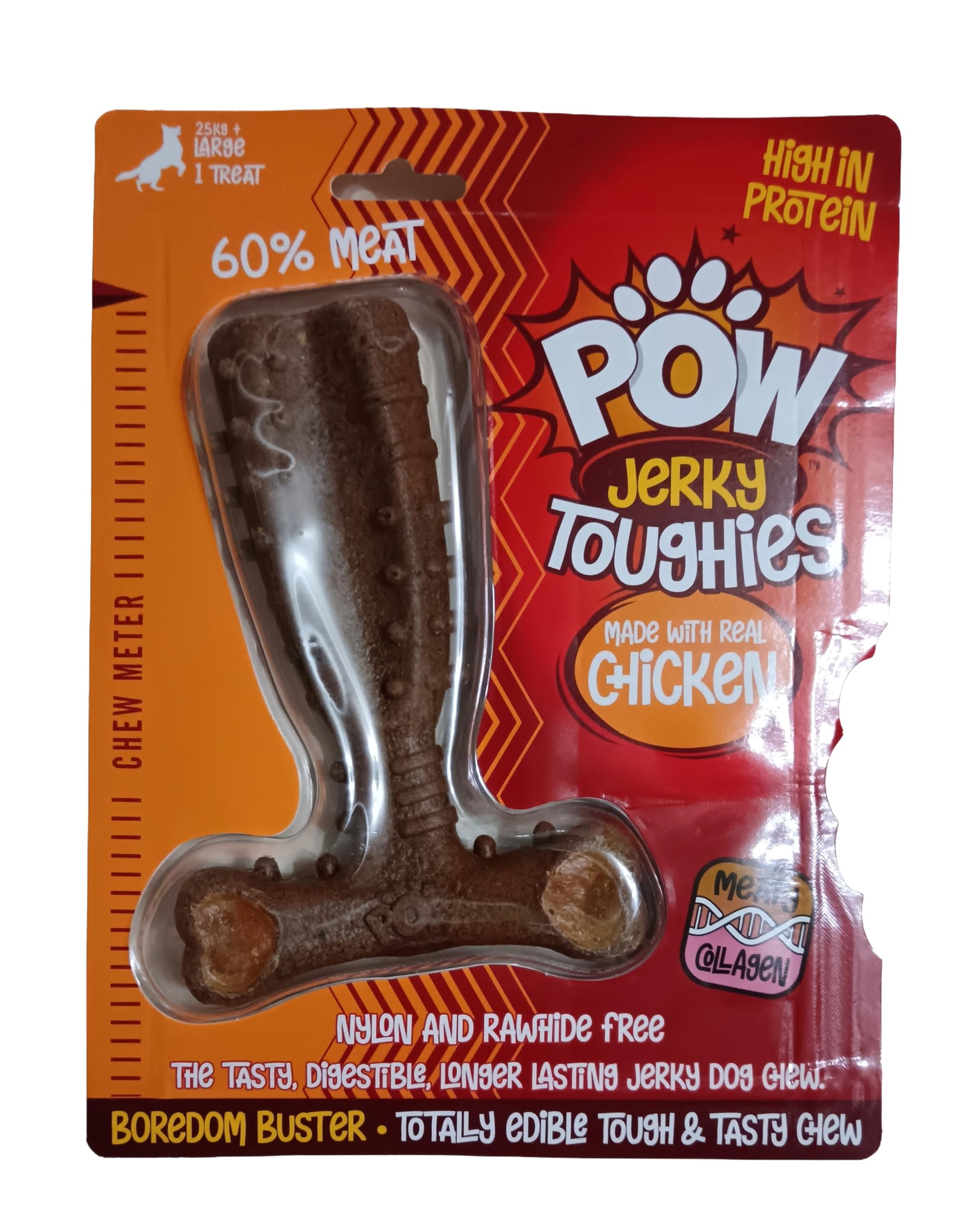 POW Jerky Toughies Large Dog Chew Treat Real Chicken High Protein Collagen 170g