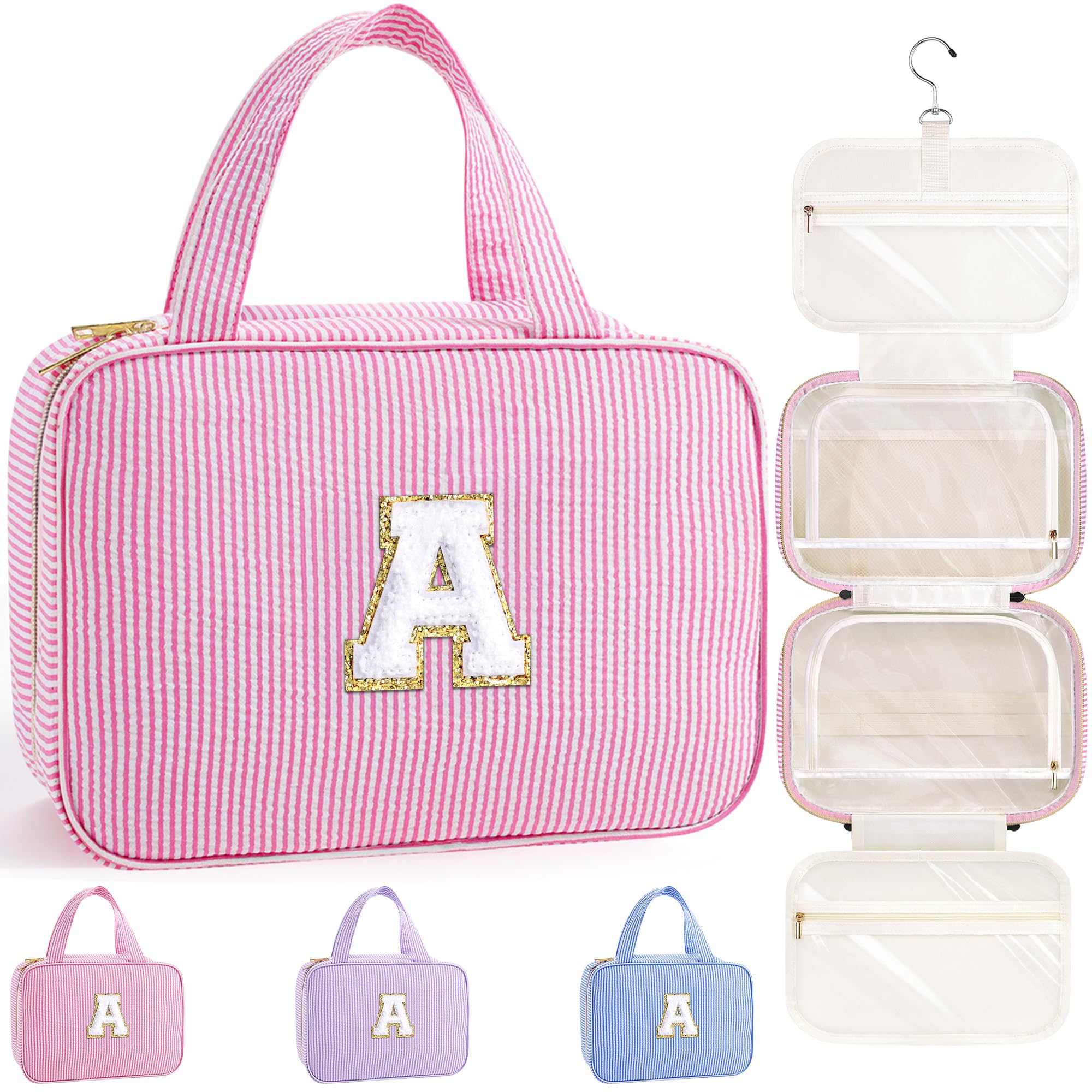 TOPEAST Gifts for Girls Women - 8 9 10 11 12 13 14 15 16 17 Year Old Girls Birthday Gifts, Initial Hanging Toiletry Bag & Makeup Bag, Travel Cruise