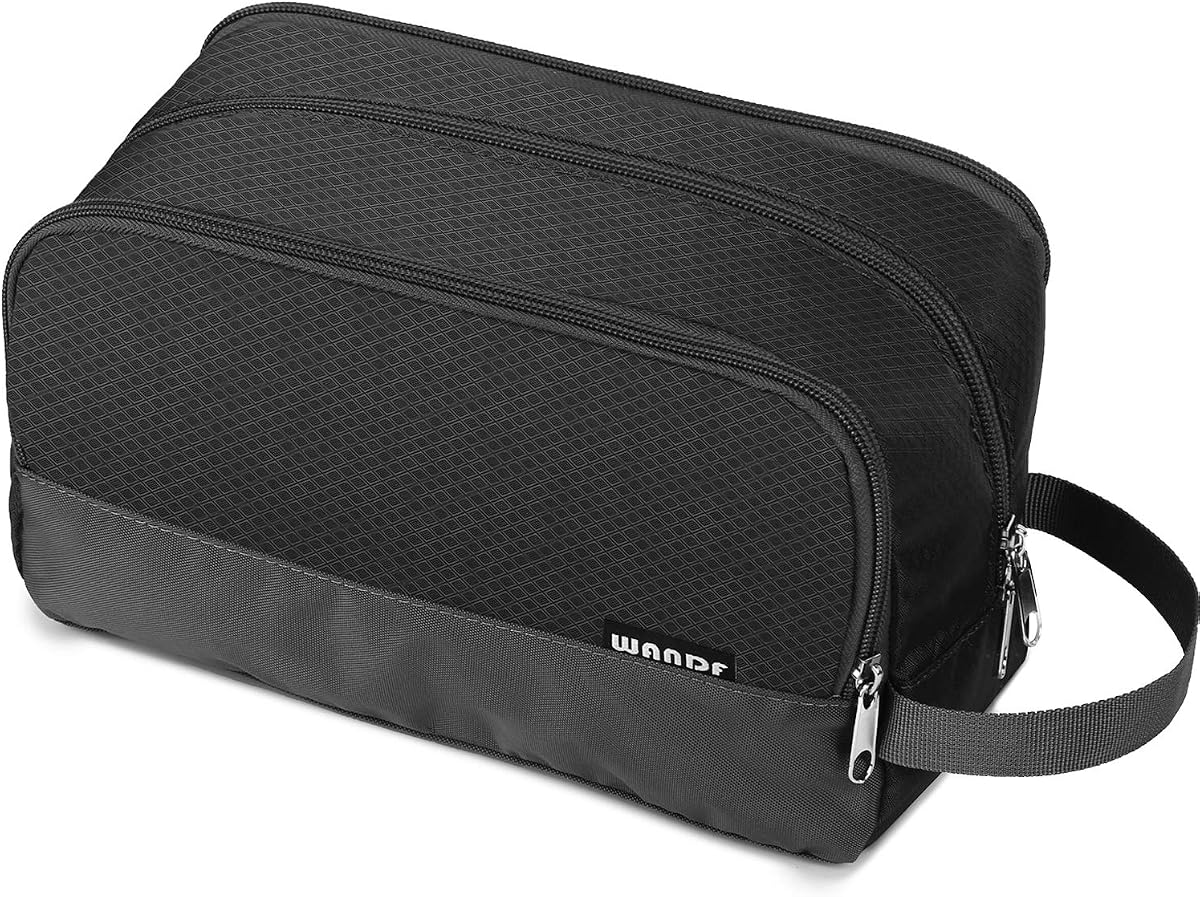 WANDF Travel Toiletry Bag for Men, Small Dopp Kit for Toiletries | Water-Resistant Fabric, Travel Bag for Toiletries, Compact Storage, Shaving Accessories, Weekend Trips