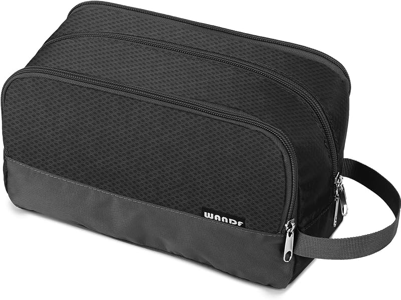 WANDF Travel Toiletry Bag for Men, Small Dopp Kit for Toiletries | Water-Resistant Fabric, Travel Bag for Toiletries, Compact Storage, Shaving Accessories, Weekend Trips