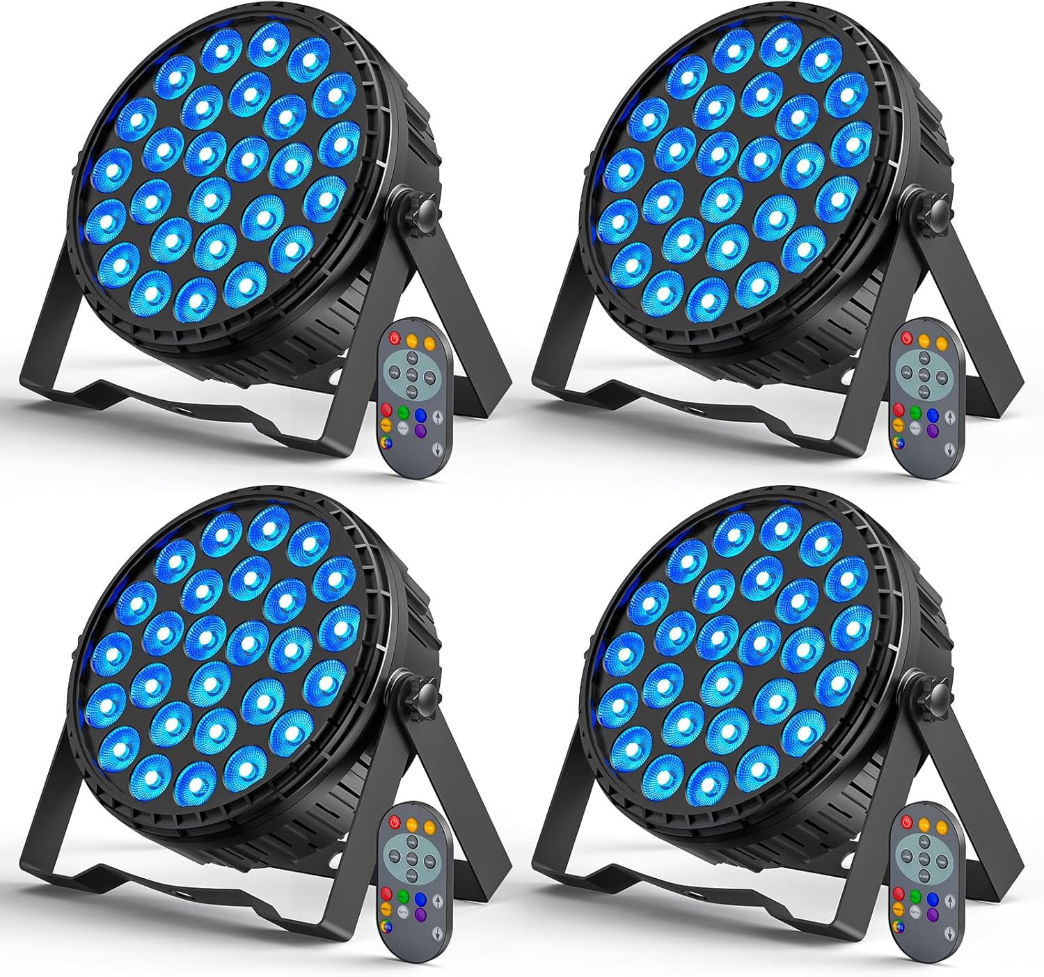 LED Par Light RGBW 4in1 160W 27Leds Stage Lights Remote & DMX Controlled Sound Activated Auto Play 8/4 Channel Uplights for Events Wedding Halloween Birthday Party Dance Stage Lighting (4 Packs)