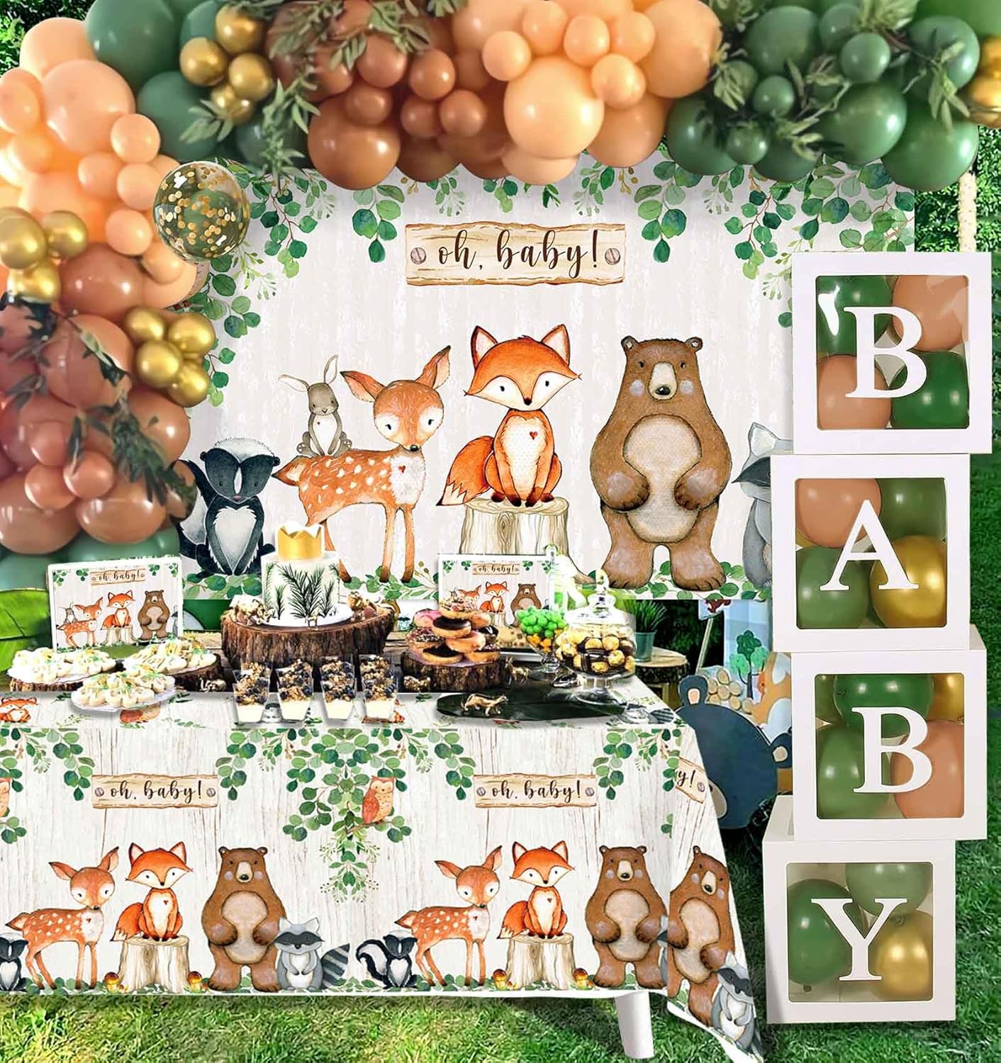 Yuzioey 125 pcs Woodland Baby Shower Decorations, Forest