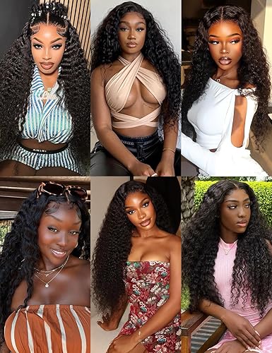 Miniatura 7 de Pelucas de cabello humano con encaje frontal transparente HD de 18 pulgadas y 13 x 6 pulgadas, predepiladas con abuelitos, rizado profundo, sin