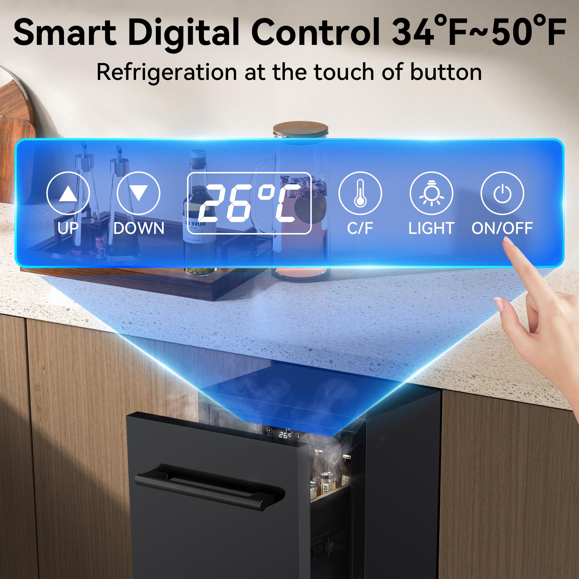 15 Inch Double Drawer Beverage Refrigerator, 3.39 Cu.Ft. Under Counter Fridge, Waterproof All Black Stainless Steel Beverage Fridge,low noise Rapid cooling for Indoor, Outdoor, Kitchen, Patio on Fridge.com
