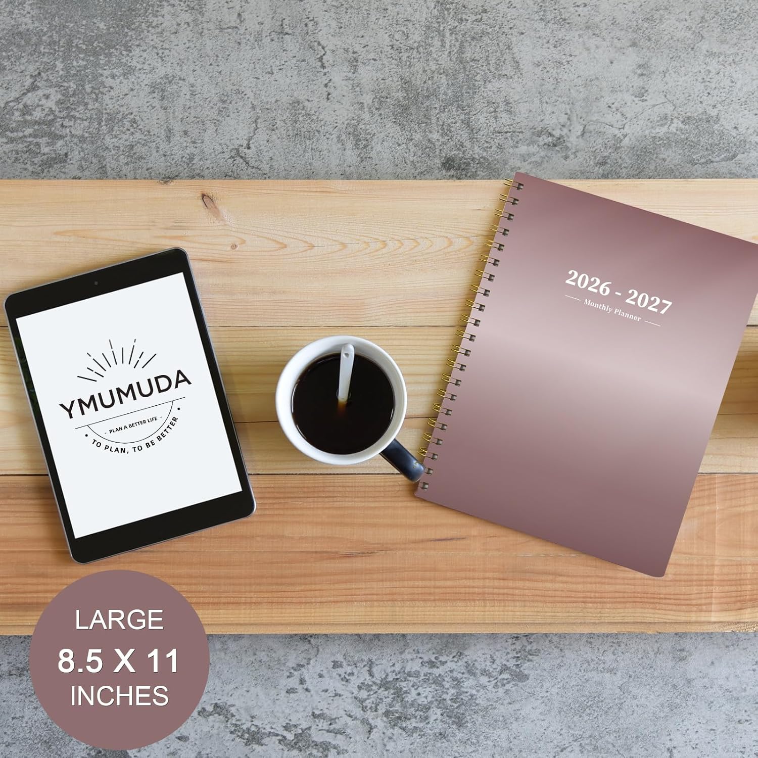 Ymumuda 2026 Monthly Planner - 2 Year Monthly Planner, JAN.2026 to DEC.2027, 8.5" x 11", Large Calendar with Spiral Bound, 24 Coated Tabs,24 Months Perfect for School & Office Schedule, Rose Gold - Image 8