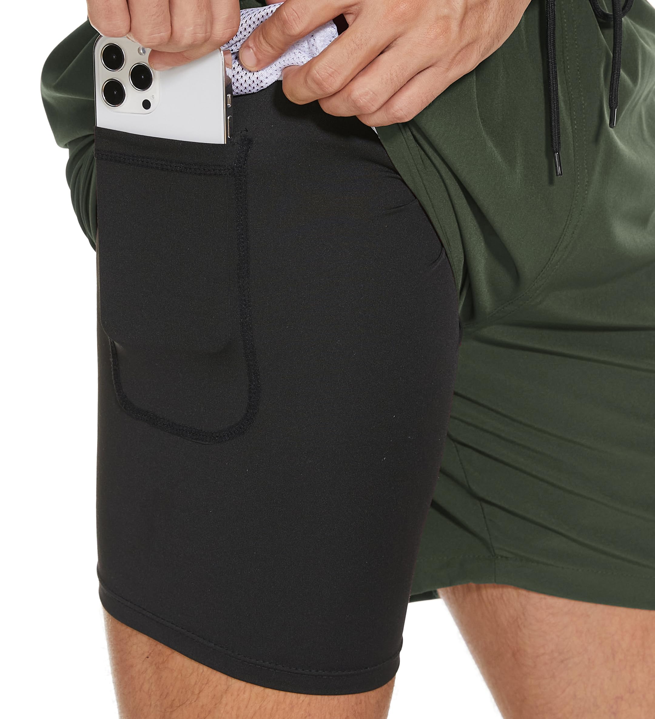 Kfnire Bañador Hombre con Forro Compresión y Bolsillos, Shorts de Baño para Natación Secado Rápido Hidrófugo Banador para Hombre — view 3