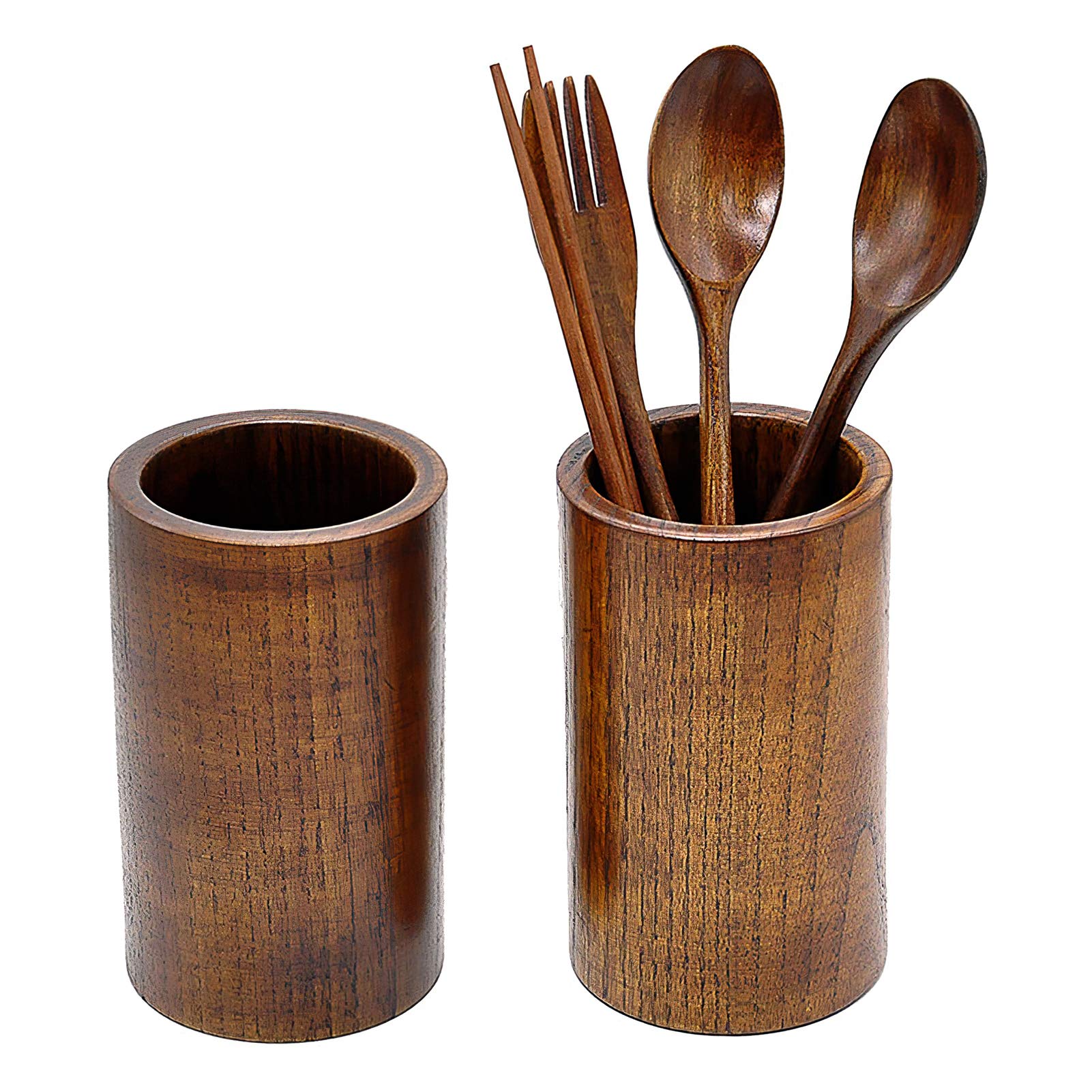 rismart 8pcs Wooden Cookware Kitchen Utensil Nonstick Natural Wood Spatula, Spoon, Colander and Salad Fork Cooking Set - Image 4