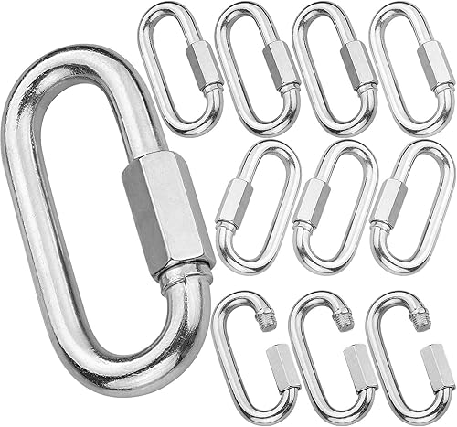 Paquete de 16 mosquetones de bloqueo ovalado M6 de acero inoxidable, clips de mosquetón resistentes de 14 pulgadas, eslabones de cadena rápida de disponible en Yaxa Peru