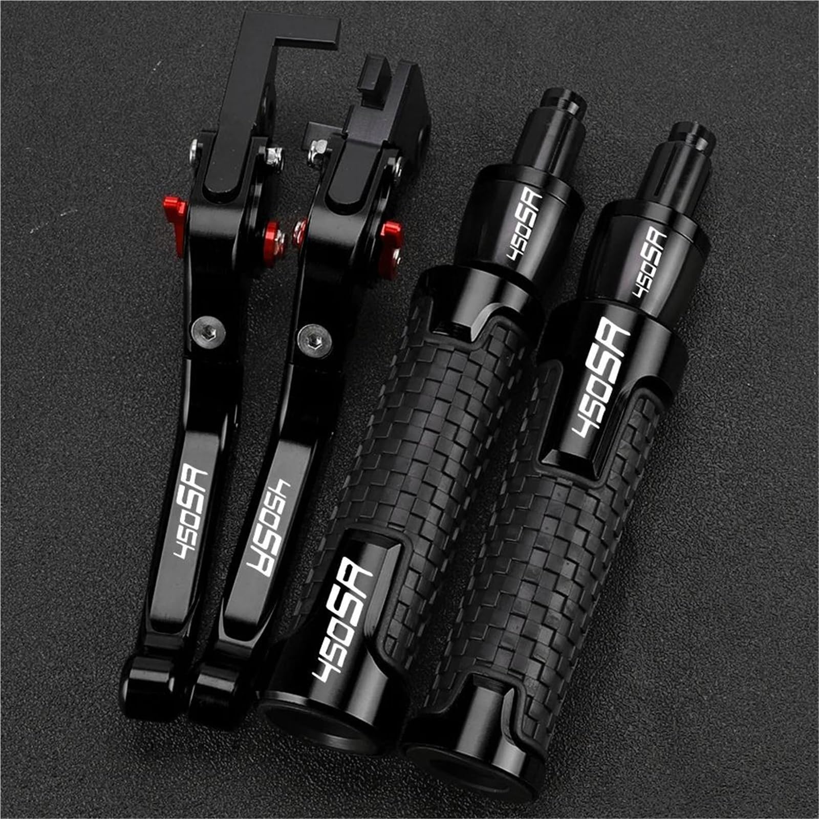 GQUIKGW Replace Motorcycle Extendable Brake Clutch Levers Handlebar Handle Grips Ends Caps for CFMOTO 450SR 450SS 450SRS 2022-2025(Black3)