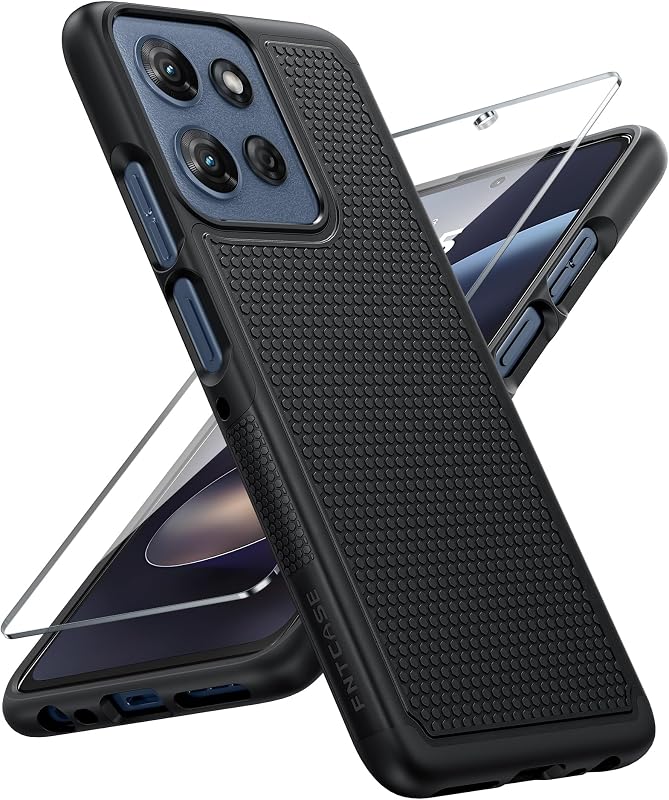 FNTCASE para Moto G 2026/2025 Funda para teléfono: Doble Capa Antideslizante a Prueba de Golpes | Funda Moto G Play 2026/G Power 2025 con Protector de Pantalla, Protección Militar contra Caídas, Funda Protectora Mate para Teléfono Diario, Negro