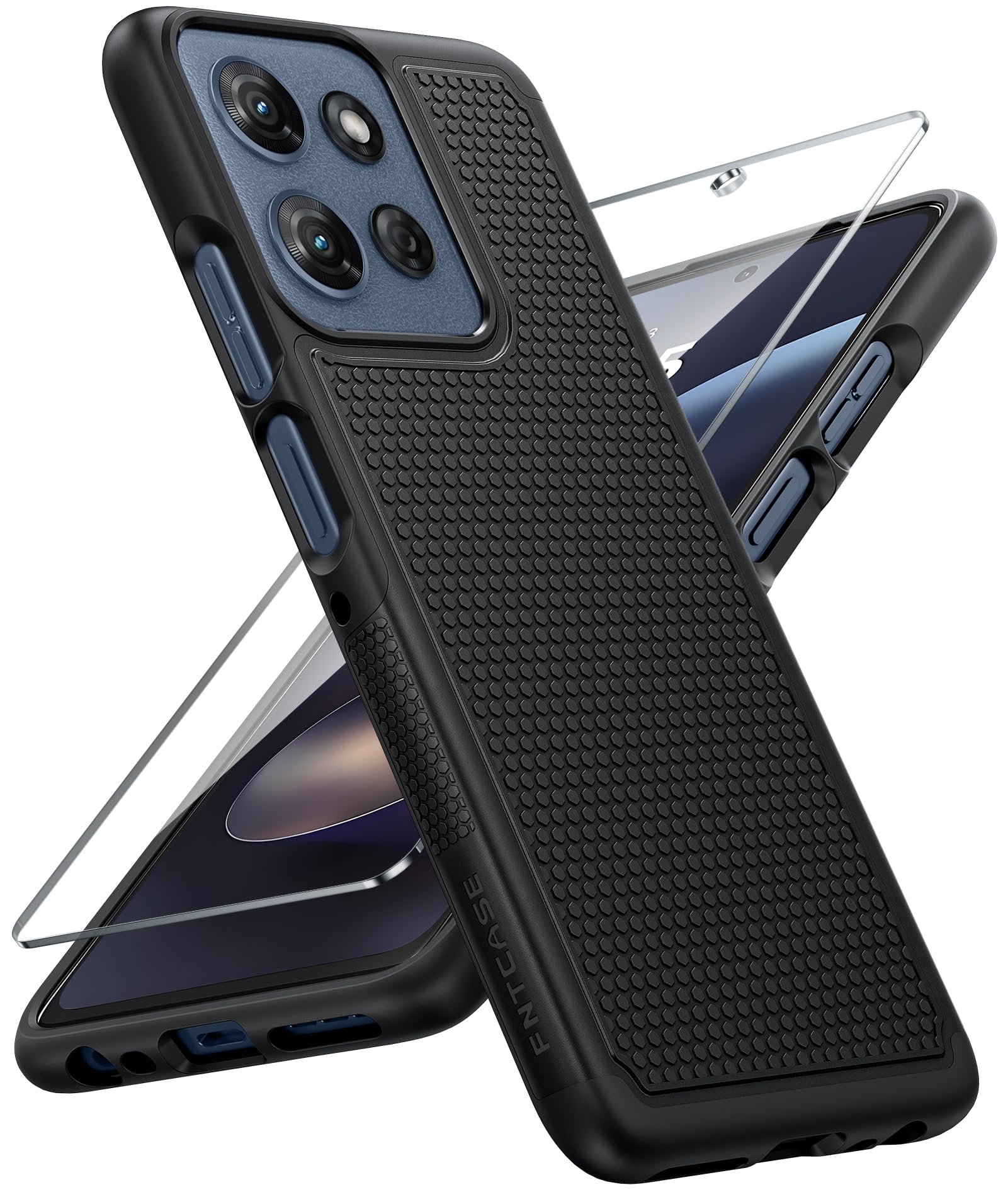 for Moto G 2026/2025 Case: Moto G Play 2026/Moto G Power 2025 Case Dual Layer Military Protective Heavy Duty Cell Phone Cover with Screen Protector Shockproof Rugged Non Slip Textured (Black)