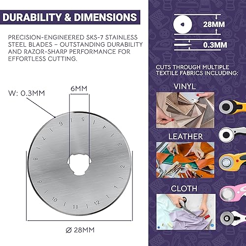 Miniatura 5 de The Quilted Bear Cuchillas rotativas de 1.102 in  Corte preciso y larga duración, fácil de reemplazar, cuchillas rotativas universales de repuesto