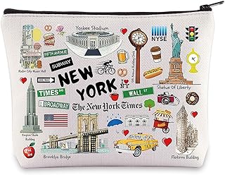 WZMPA New York Cosmetic Bag New York Souvenir Gift New York Vacation Makeup Zipper Pouch Bag New York Merchandise, New York, Cosmetic Bag