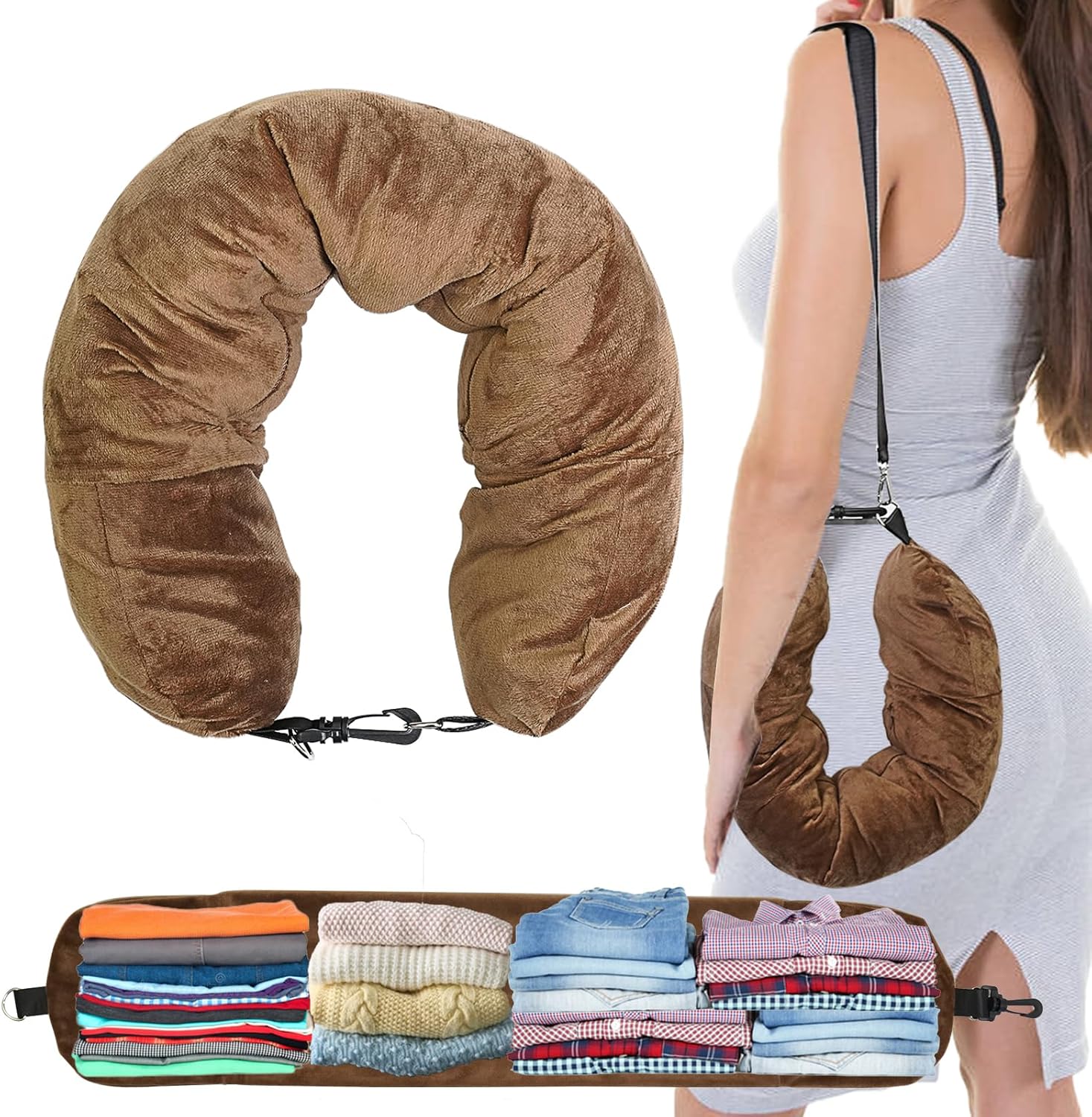 S-SNAIL-OO 1/2PCS Travel Pillow Stuffable with Clothes As