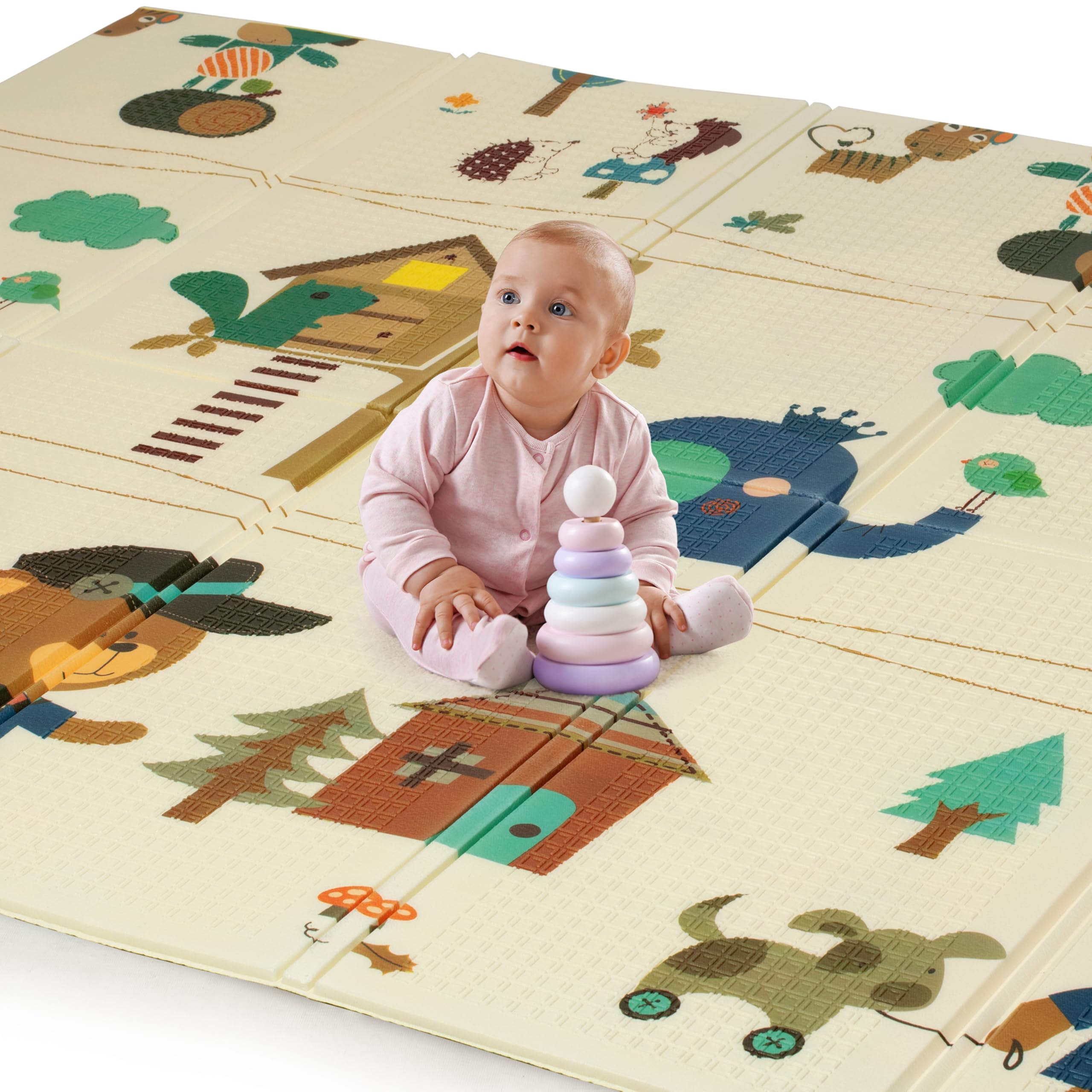 LuvLap Number Zoo Double Sided Water Proof Baby Play Mat, Multicolor, Reversible Floor mats for Kids, Baby mats for Floor, Crawling Baby, Extra Large Size, 6'5" x 4'10" (195.5cmx147cm), 0.8cm Thick