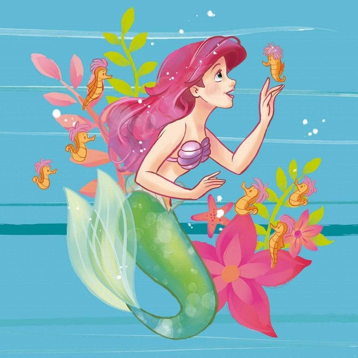 Komar Disney IADX5-009 Non-Woven Photo Wallpaper Ariel Little Friends Size: 250 x 250 cm (Width x Height)