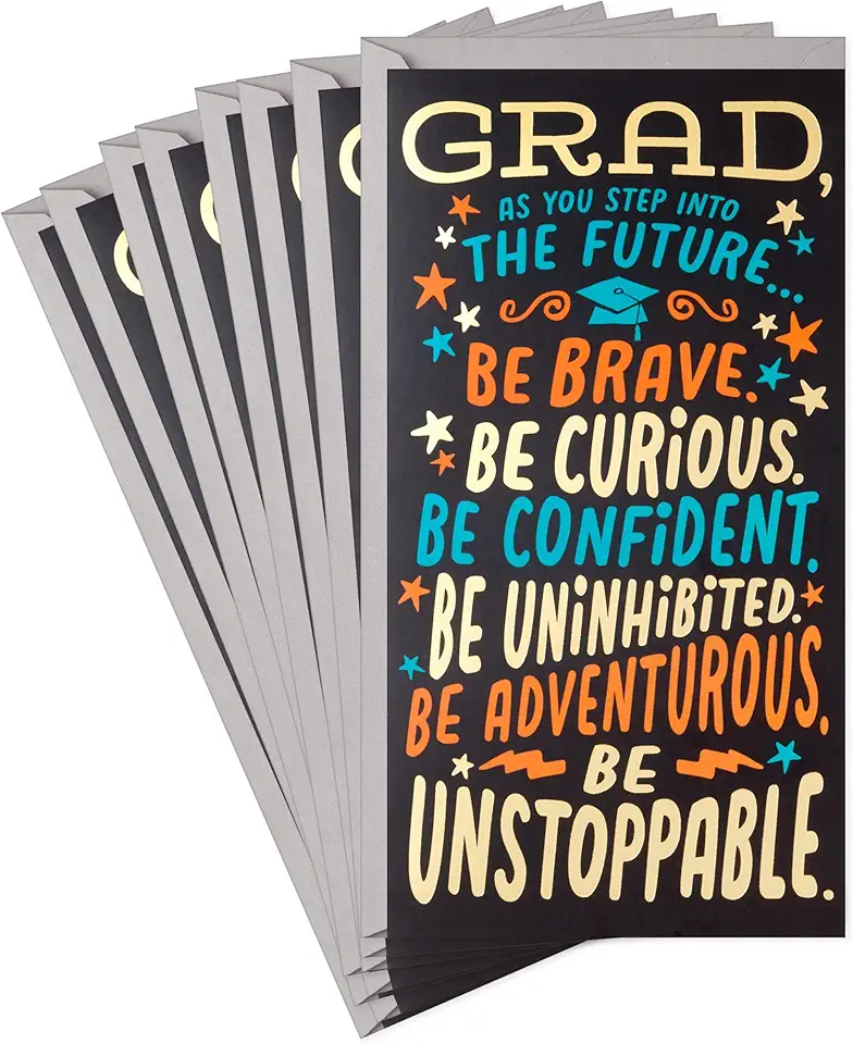 Hallmark Pacote de porta-cartões de presente de formatura ou porta-dinheiro, Be Unstoppable (8 cartões com envelopes)
