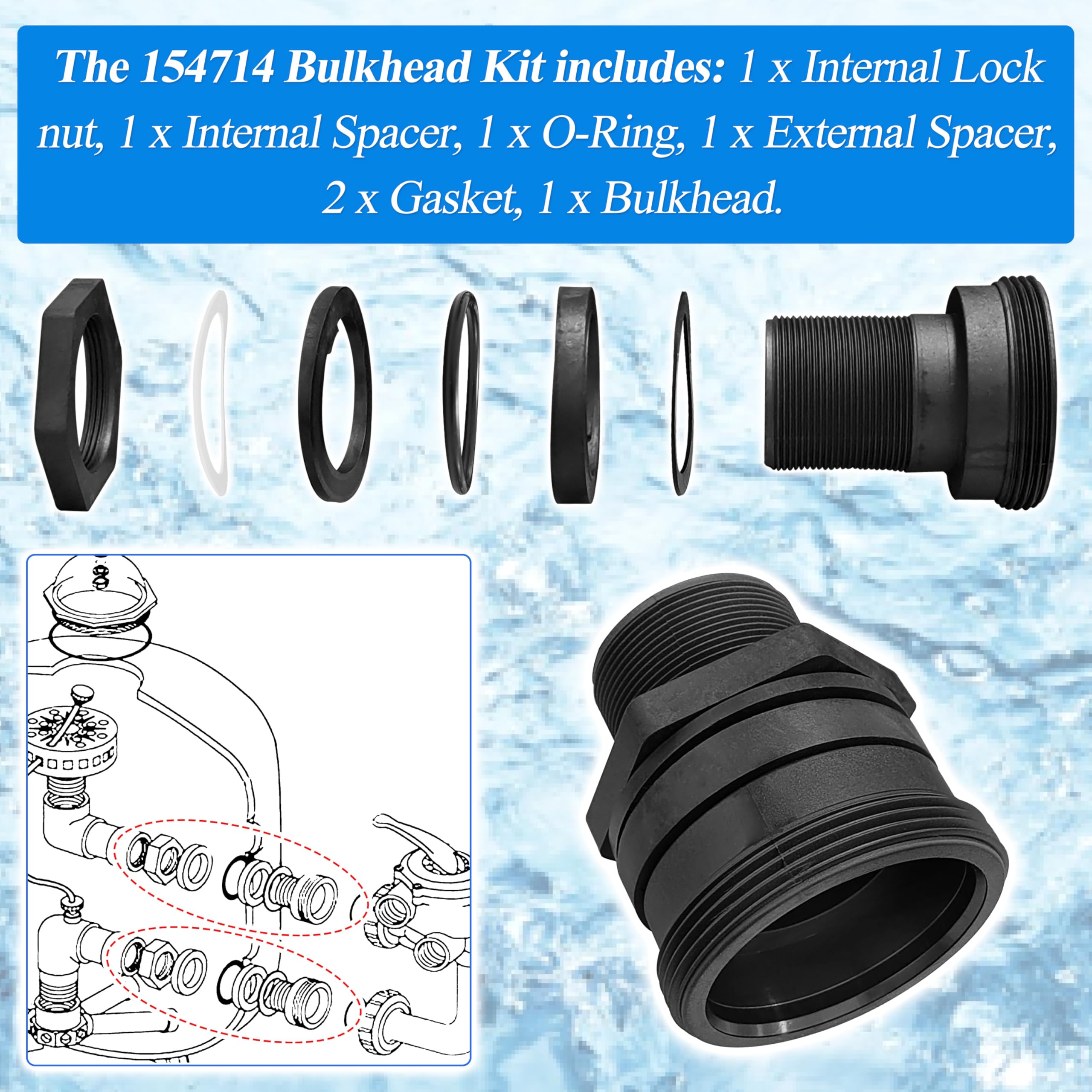 Amazon.com: 154714 Bulkhead Replacement Kit Compatible with 2-inch