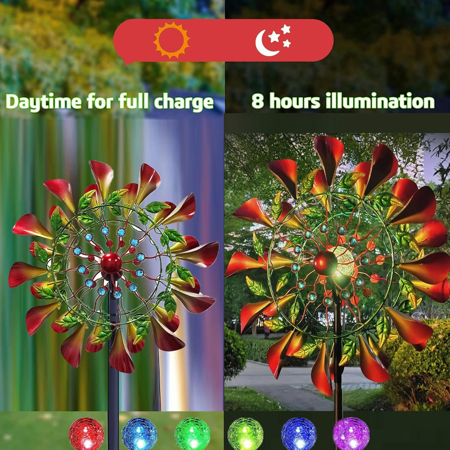 83in Kinetic Wind Spinners Outdoor Metal 360° Dual Direction Dual Rotors Large Wind Spinner