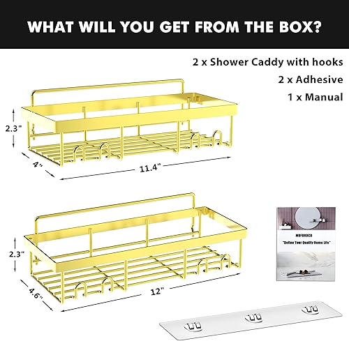 Miniatura 2 de Moforoco Estante organizador de estante para ducha, cesta autoadhesiva negra para estantes de baño, decoración interior de pared de casa de campo,