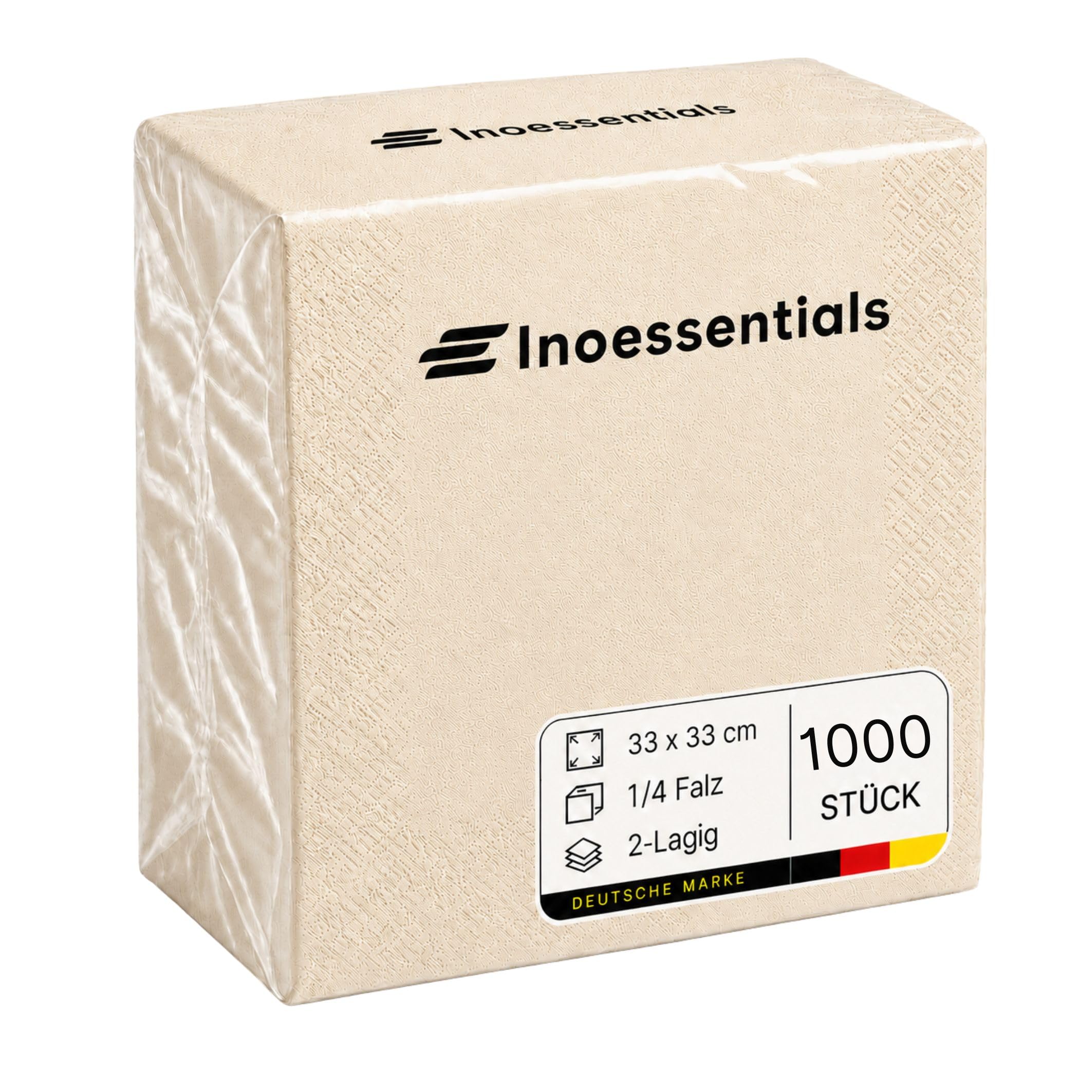 Inoverse Lot de 1000 Serviettes de Table en Papier Unies Beige – 2 Plis, Pliage 1/4, 33 x 33 cm – Serviettes Décoratives pour Mariage, Fête, Restaurant et Gastronomie