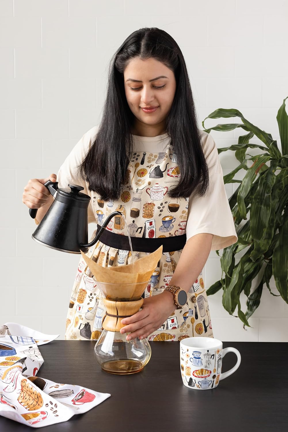 Now Designs Coffee Break Classic Cotton Apron with Two Pockets