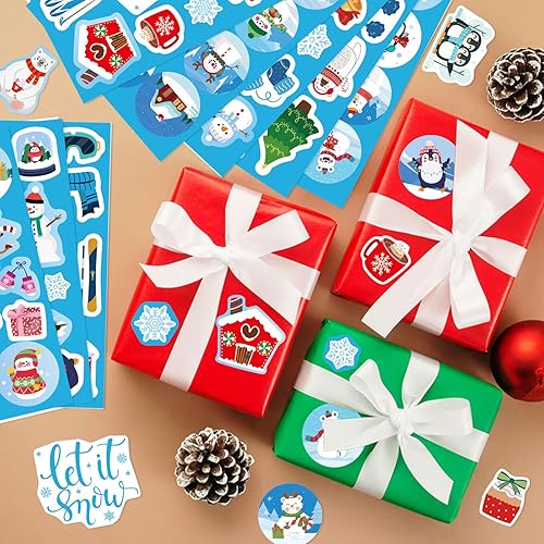 Miniatura 4 de 330 calcomanías de invierno para niños, calcomanías de vacaciones de invierno con Papá Noel, muñeco de nieve, árbol de Navidad, pingüino, copo de