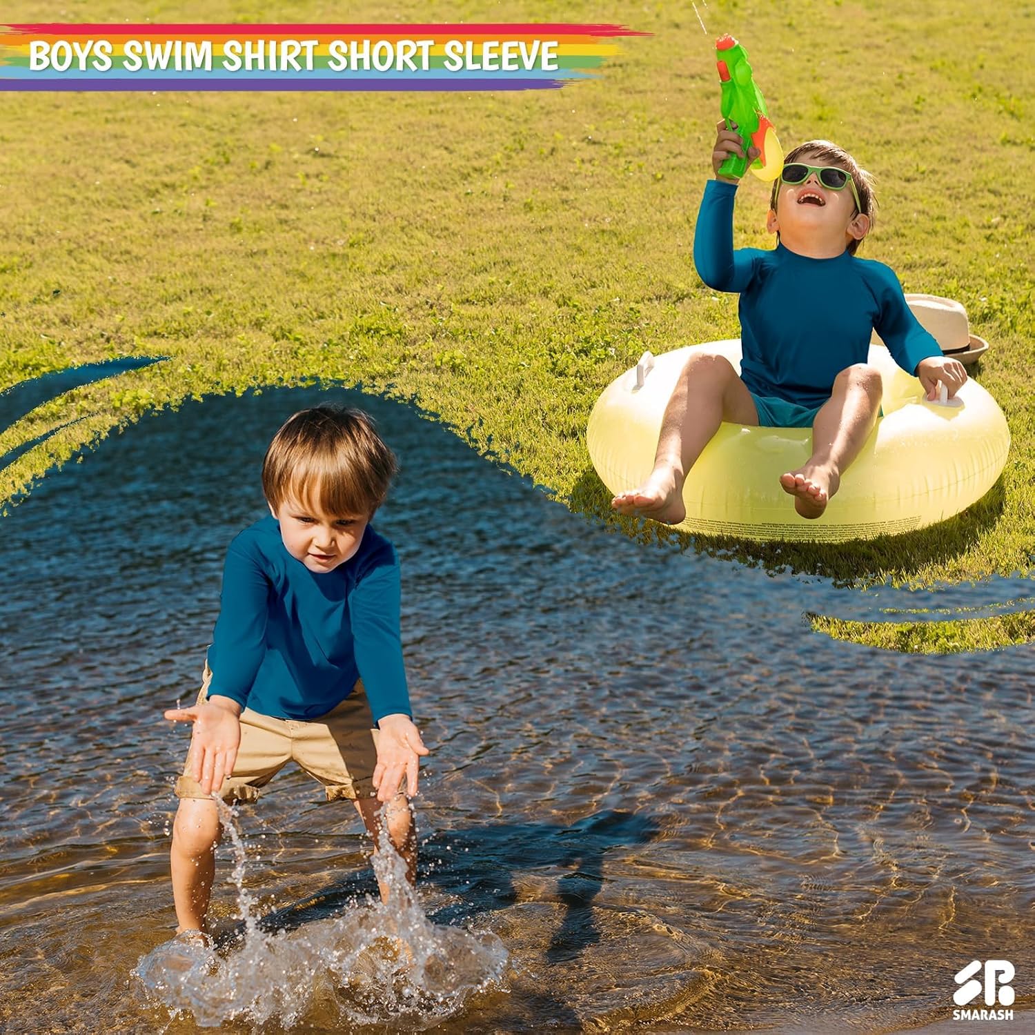 Boys Rash Guard Swim Shirts Long Sleeve UPF 50+ Swimwear Toddler Kids Sun Protection SPF Water Surfing Swimming Shirts 0-16Y - Image 2