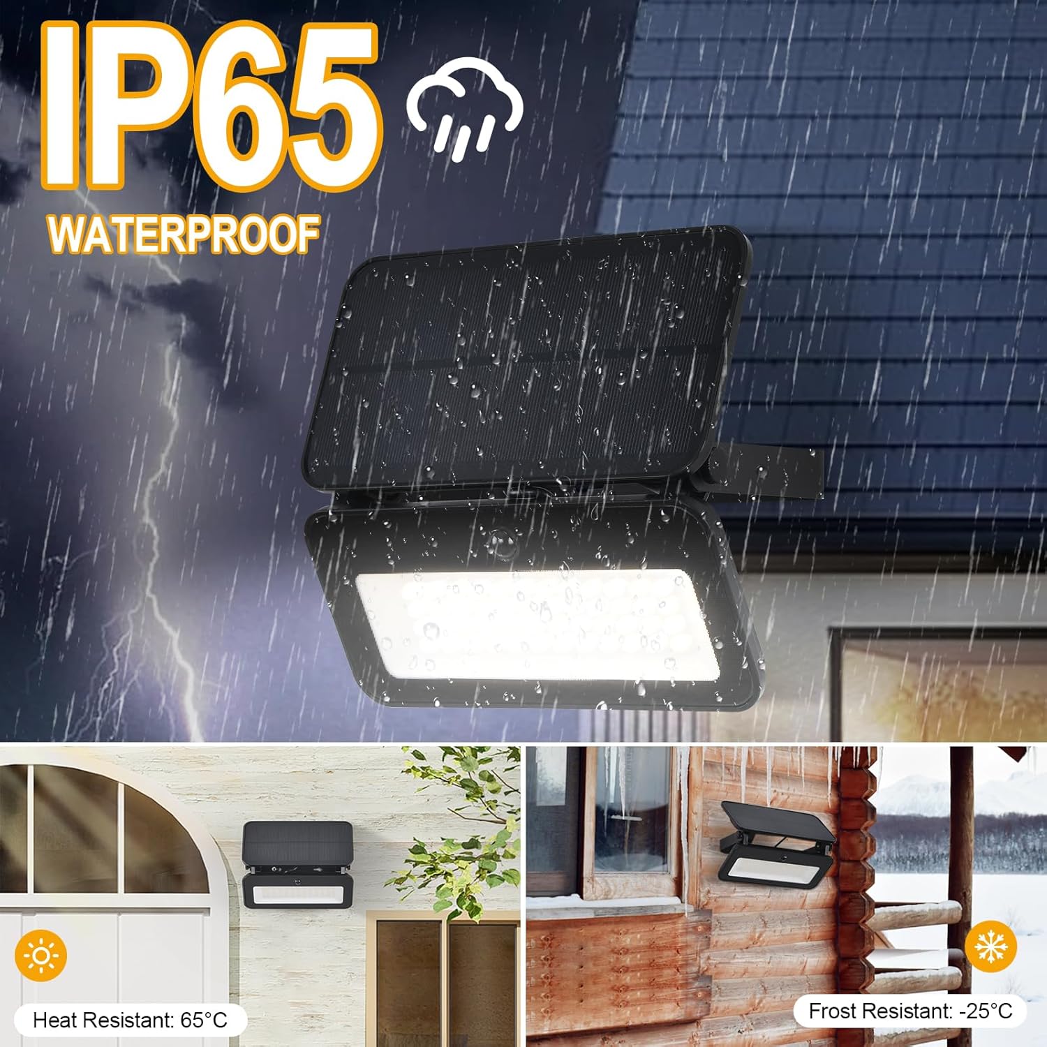 Solar Lights Outdoor Waterproof with Motion Sensor, Foldable LED Wall Spotlight Touch Control Adjustable Color Temperature Brightness 1200LM 8W Dusk to Dawn Floodlights for Garage Fence