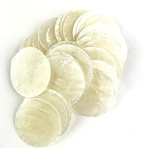 Miniatura 1 de Worlds Natural Capiz Round Cut Seashells 50PC(1-12"Inch)