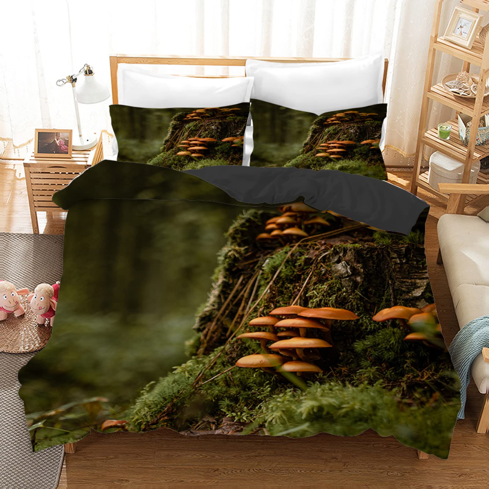 Parure de lit 90x190 champignon en microfibre supérieure 110g/㎡ résistante et soyeuse