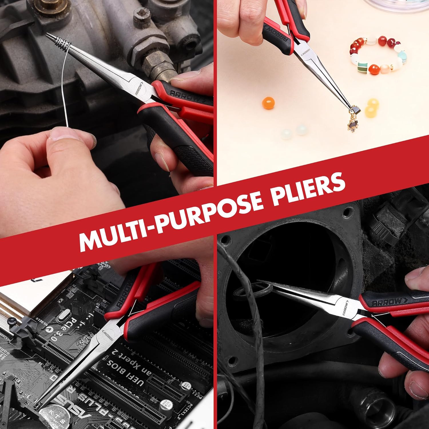 ARROW 6" Needle Nose Pliers, Mini Long Nose Pliers with Smooth Jaws, Small Needle Nose Pliers for Jewelry Making, Wire Bending and Small Object Gripping - Image 8