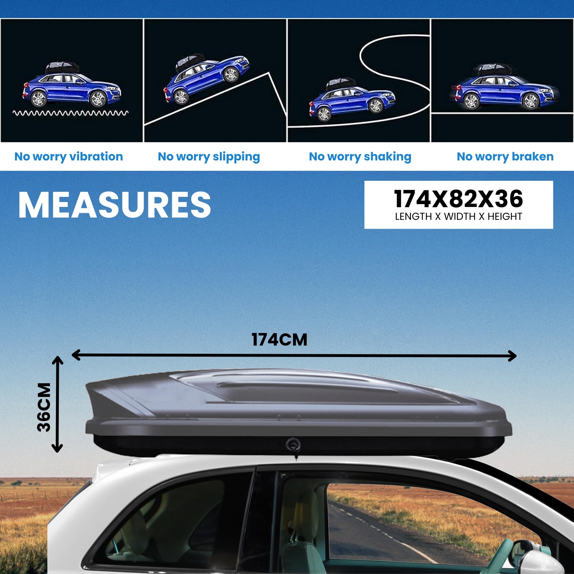 Cofre De Techo 600L Para Coche - Universal, ABS, Diseño Aerodinámico