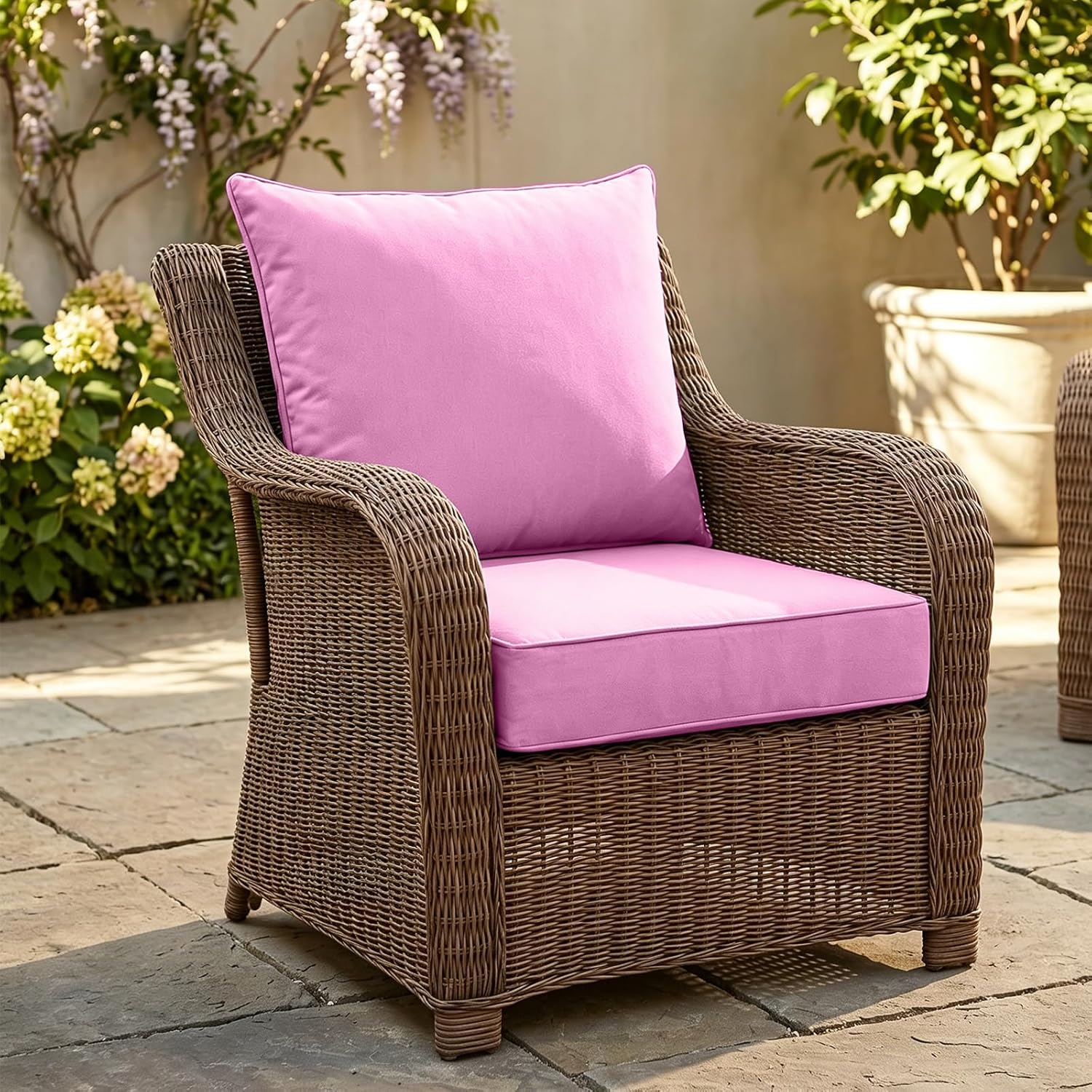 EAGLE PEAK Outdoor Deep Seat Patio Seat Cushion Set, 24 x 24 x 5 inch, 2-Piece Back Chair Cushion, Set of 2, Pink