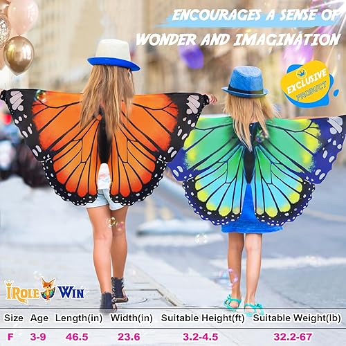 Miniatura 2 de iROLEWIN Alas de mariposa para niñas pequeñas, disfraz de mariposa, alas de disfraz de insectos, como juguetes de juego, recuerdos de fiesta para