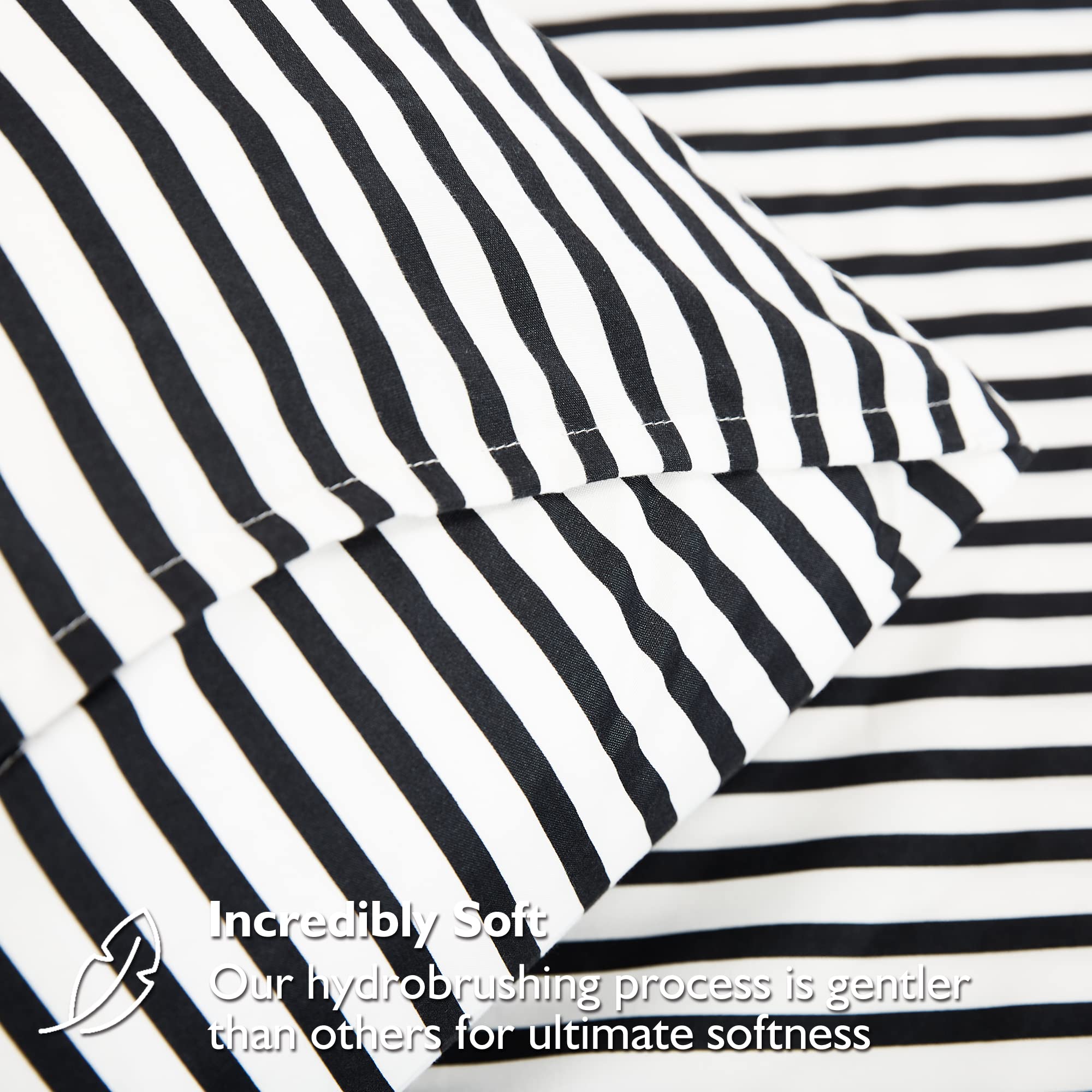 4 Piece Bed Sheet Set with 2 Pillow Cases, Navy Pinstripe/Classic Pattern Sheets Queen Size