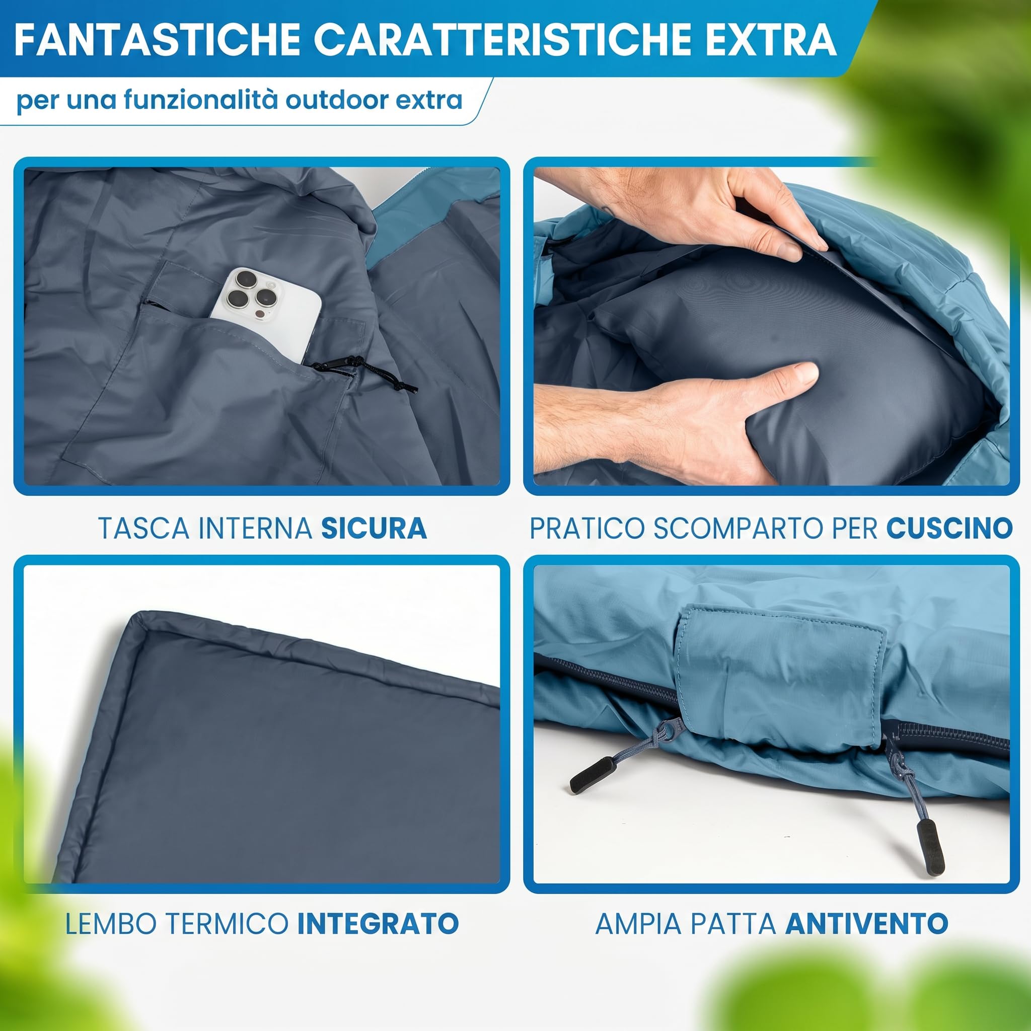 NORDMUT® Sacco a pelo doppio XXL con cerniera YKK premium a doppio senso – Sacco a pelo accogliente 2 persone extra largo & grande – per 2 persone con isolamento ottimale