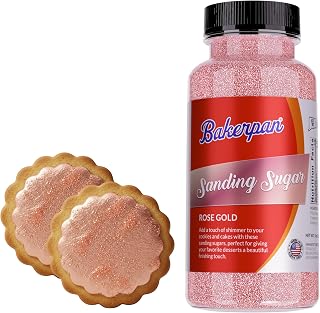 Bakerpan Rose Gold Sanding Sugar for Baking & Cookie Decorating - 5 Ounce Edible Rose Gold Sugar Sprinkles for Cookies, Cakes, Cocktails (Made In USA)