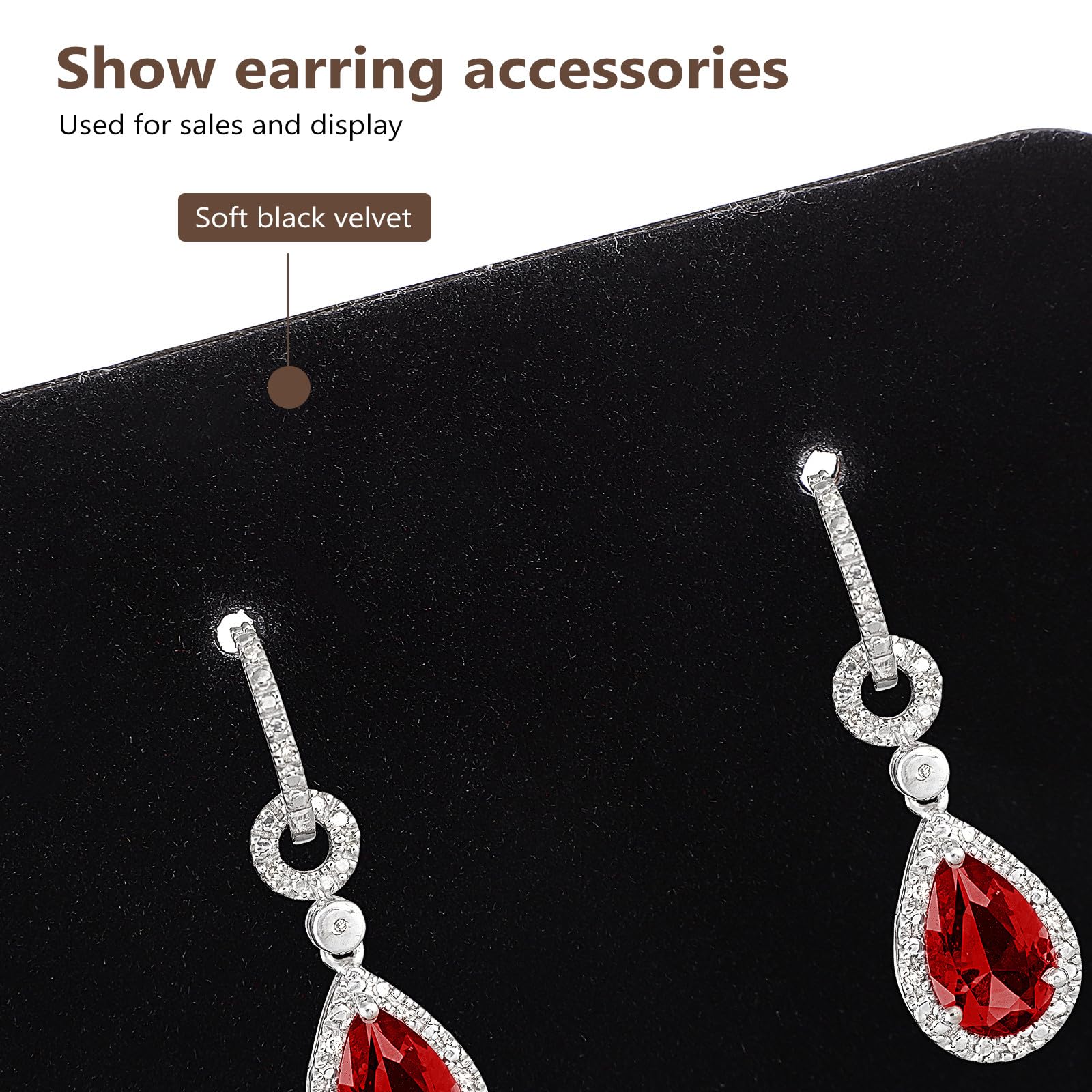 Ciieeo Expositor para Joyas Negro de Tela Aterciopelada y Cartón, Soporte Plegable para Collares y Pendientes, 18 Piezas para Tienda o Uso Doméstico