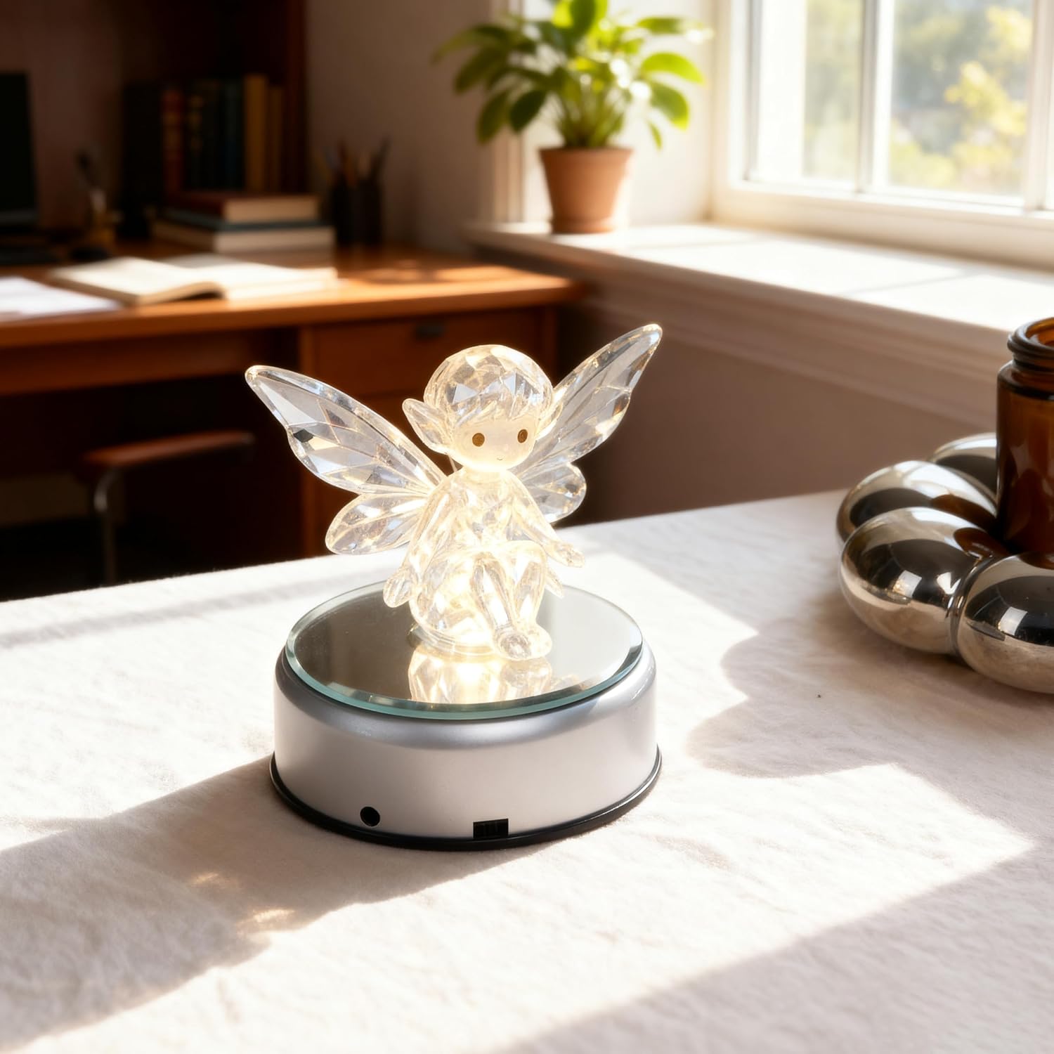 ZEERSHEE LED Rotating Light Base for Crystal Glass Art 360 Display Stand