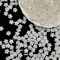 IMVNIKA 200pcs White Pearl Flower Beads for Bracelets, Jewelry Making DIY Crafts, Cute Resin Flatback Charms Bulk Aesthetic Y2K Decor