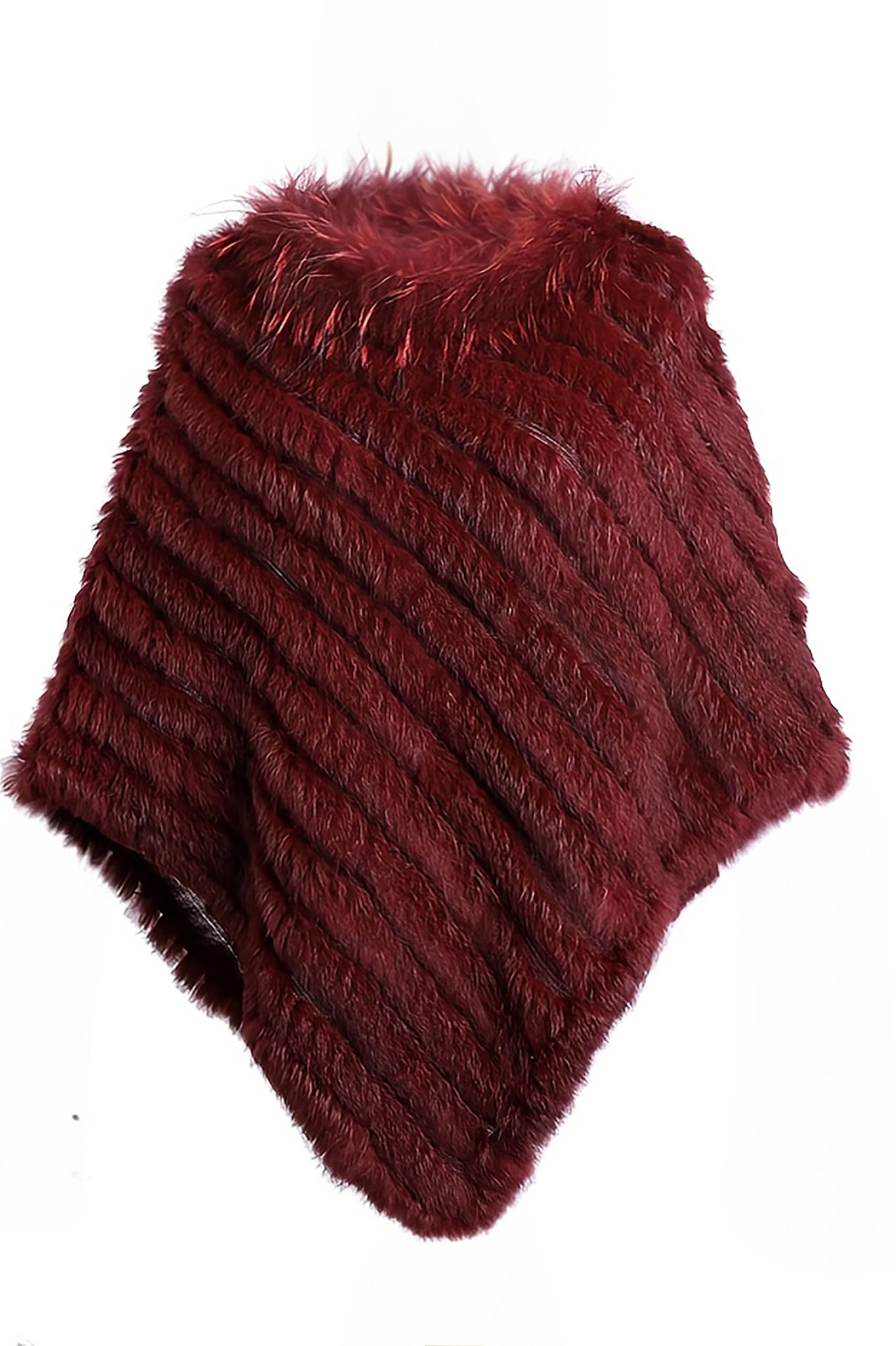 HEIZZI Naturale Pelliccia di Coniglio Poncho a Maglia Pullover