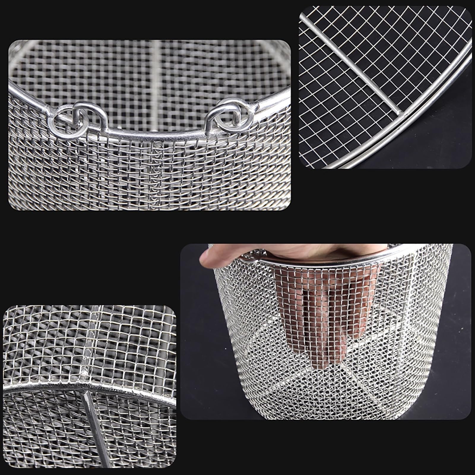 Cesta redonda para instrumental con asa de transporte, acero inoxidable, malla de 4 mm, para instrumental de laboratorio, hospital, odontología, etc.(20x15cm/7.9x5.9in)
