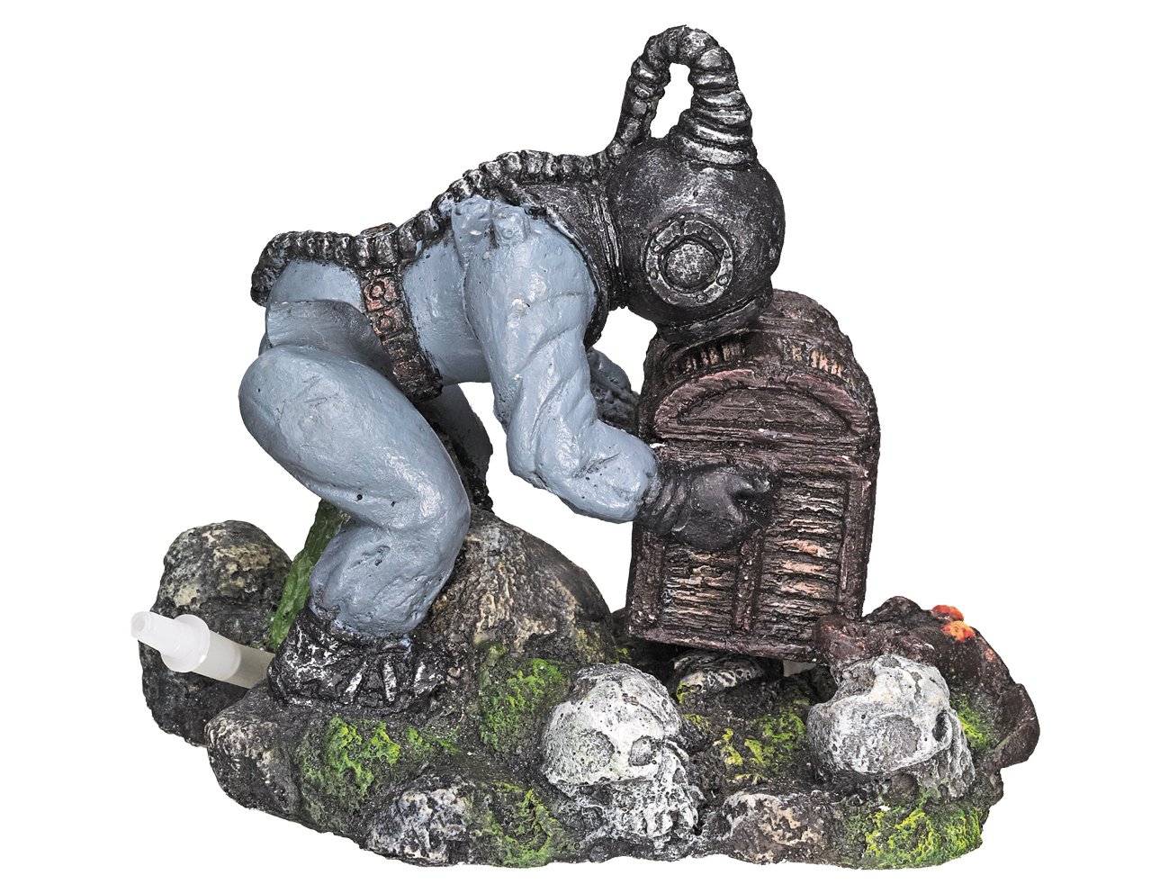 Nobby Diver con Caja del Tesoro Ornamentos para Acuario, 14 x 8,5 x 11,5 cm