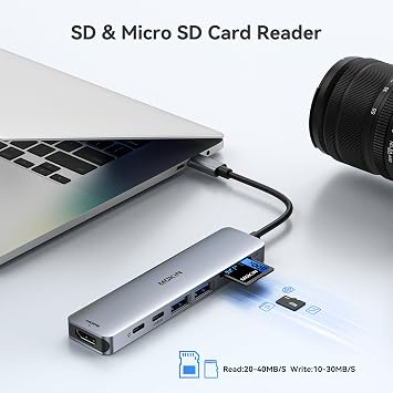 USB C Hub HDMI Adapter for MacBook Pro/Air, MOKiN 7 in 1 USB C Dongle with HDMI, SD/TF Card Reader, USB C Data Port,100W PD, and 2 USB 3.0 Compatible for MacBook Pro/Air, Dell XPS, Lenovo Thinkpad.