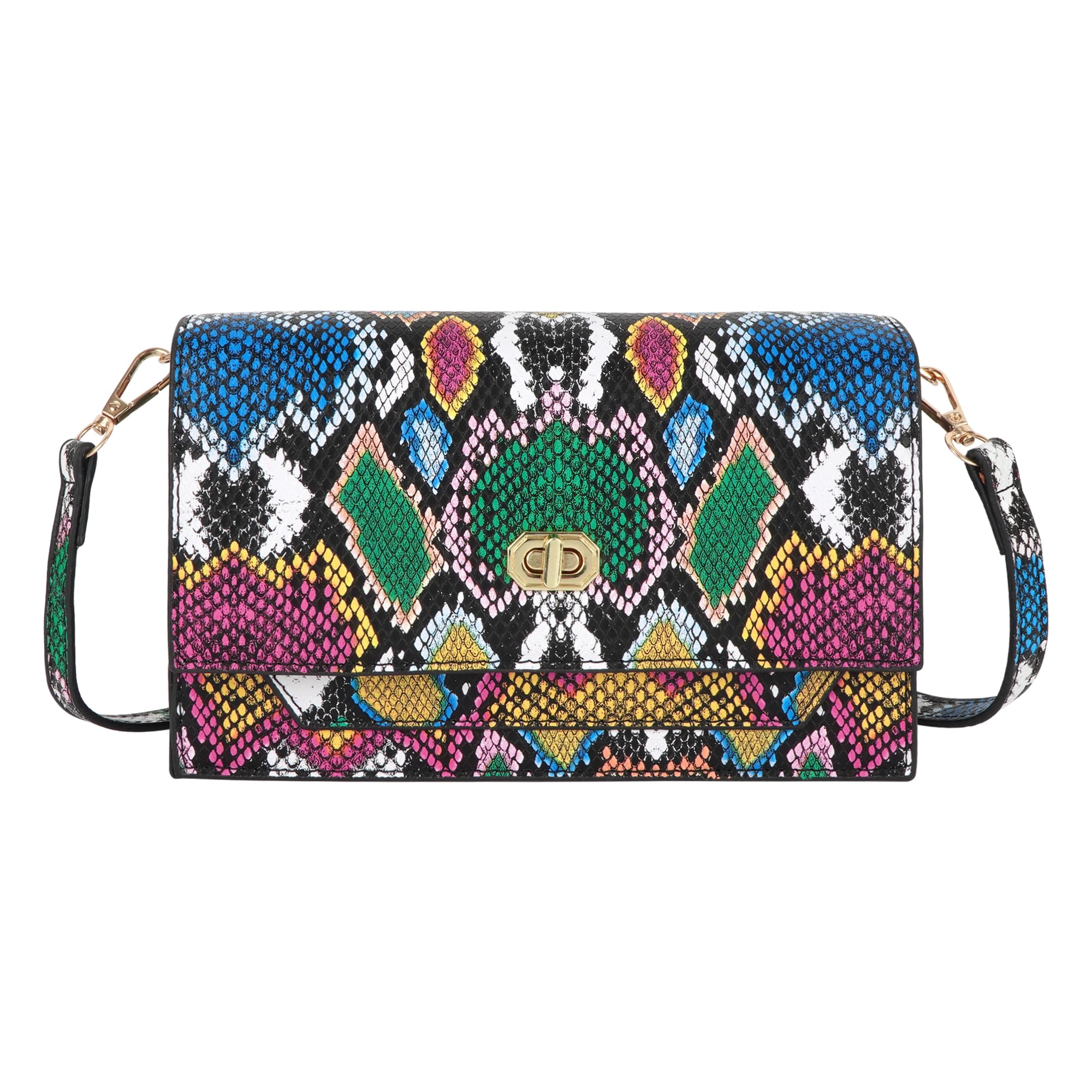 Womens Snakeskin Clutch Handbag Leather Envelope Evening Purse Chain Strap Crossbody Shoulder Bag